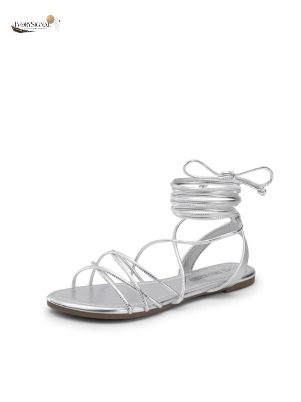 Women's Lace-Up Strappy Flat Sandals, Vegan Leather Gladiator Sandals,